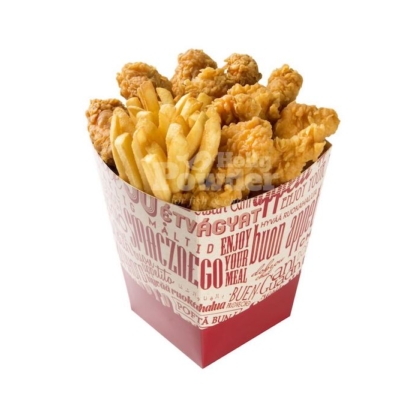 cubo con pollo rebozado crujiente