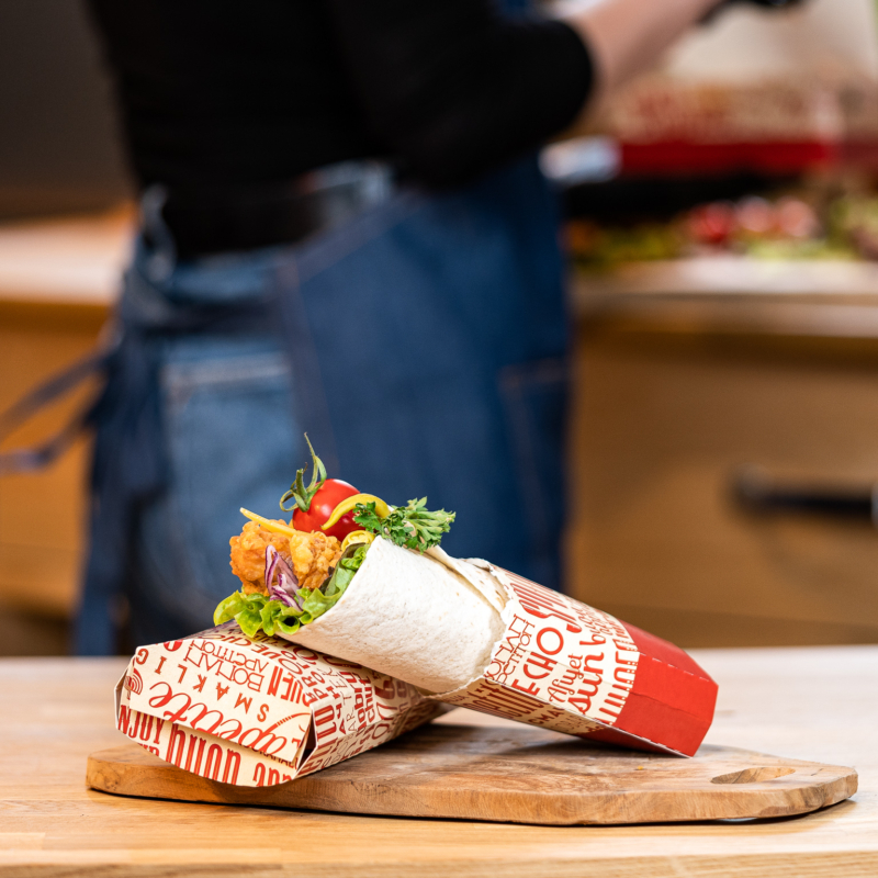 caja para wrap en la mesa