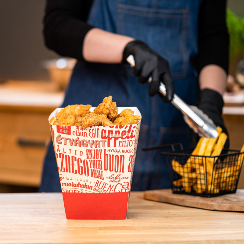 cubo pequeño con fritura